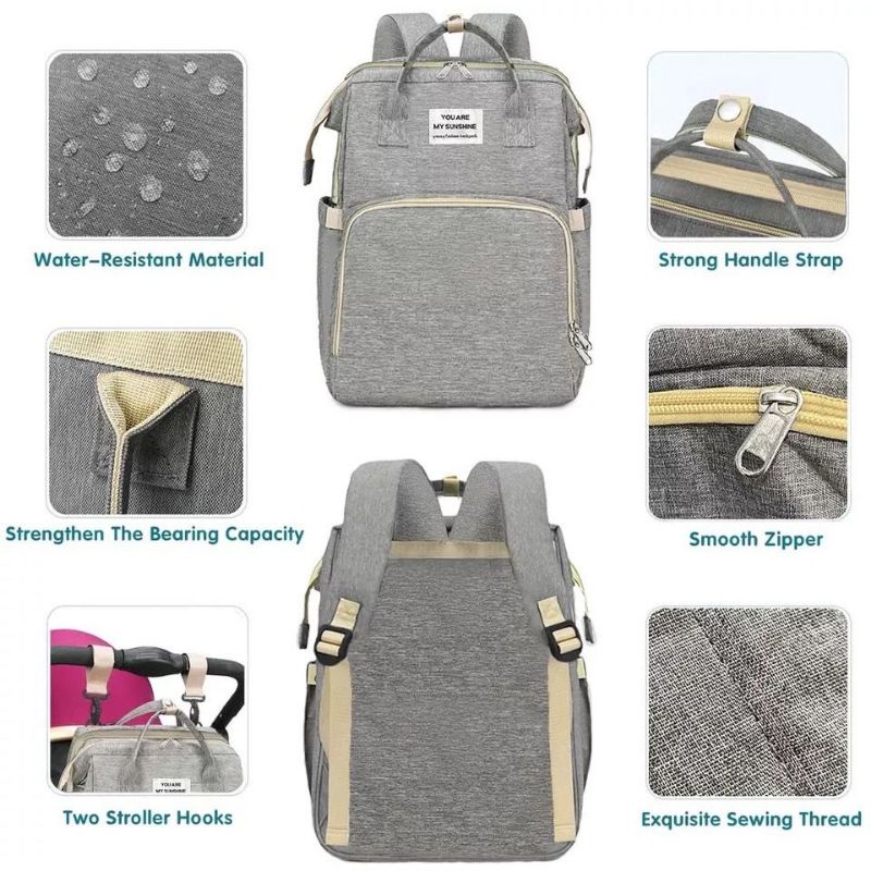 TAS RANSEL PERLENGKAPAN BAYI MULTIFUNGSI DENGAN TEMPAT TIDUR BAYI LIPAT / DIAPERS BAG RANSEL BACKPACK BAYI ANTI AIR