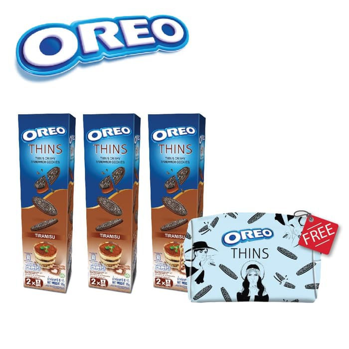 

BELI 2 GRATIS 1 OREO THINS TIRAMISU 95GR + FREE 1PCS POUCH OREO