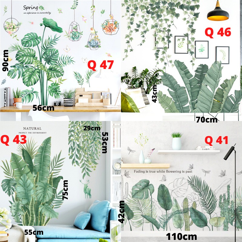 WALLSTICKER WALL STICKER STIKER DINDING MINIMALIS DAUN PISANG D1 POHON KAKTUS MONSTERA MONTERA HIJAU WALSTICKER PINTU JENDELA KACA TEMBOK WALLPAPER PAPER WALLPEPER KAMAR MANDI WALLSTIKER DEKORASI KULKAS RUMAH RUANG TIDUR KERAMIK DAPUR WALSTIKER RUMPUT