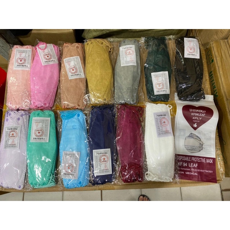 20 pcs UTAMA KF94LEAF 4Ply Colorful Disposable Protective Mask (Masker Korea Warna Warni)