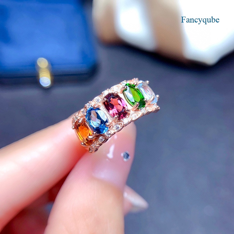 Fancyqube Cincin Zirkon Warna Emas Perak Untuk Pria Dan Wanita