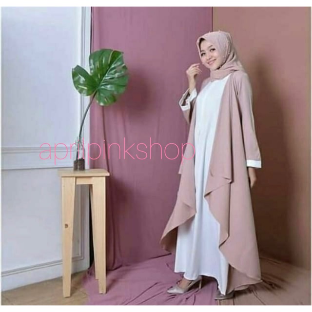 (PROMO) Set Syari Putih Polos /Syari Maxmara / Gamis Syari Hijab