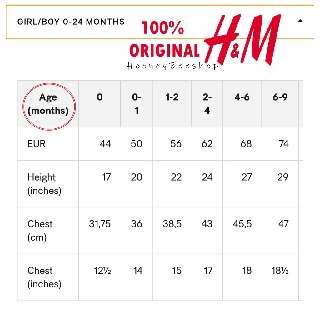 size chart h&m kids