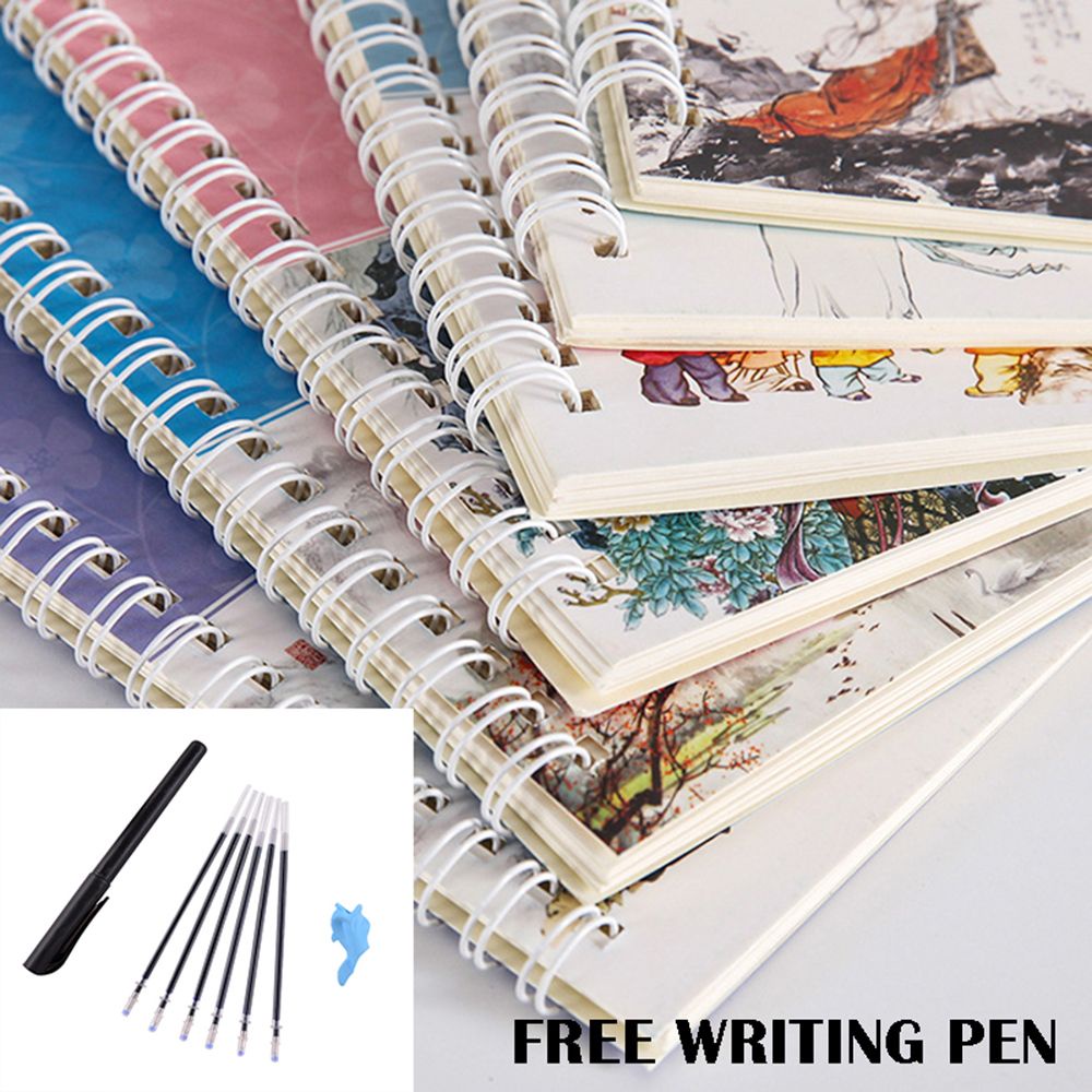 QUINTON 6Pcs/Set Copybook Art Calligraphy Writing Books 3D Character Reusable with Erasable Pen Chinese Student Practice/Multicolor