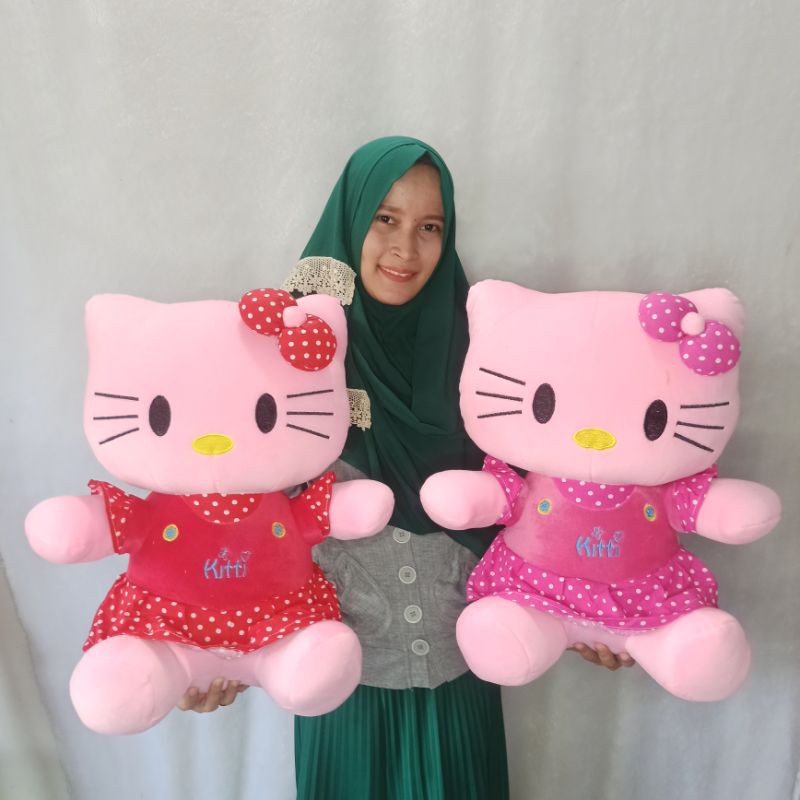 Boneka hello Kitty polkadot XL polos murah 50CM