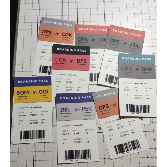 

9 pcs Sticker Decorative Flight Boarding Pass untuk jurnal / scrapbook