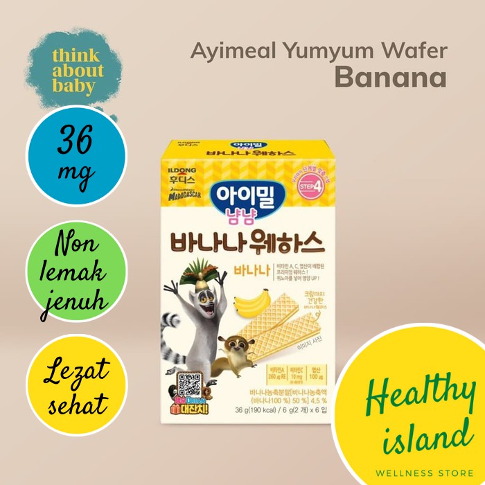 Wafer Anak Pisang Non Trans Fat Ildong Child YumYum Wafer Banana