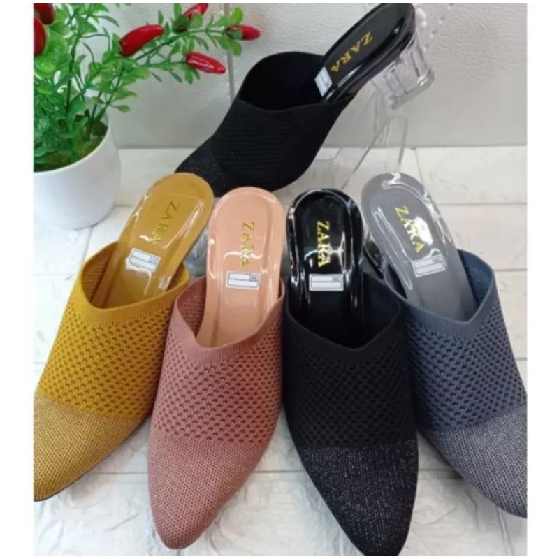 Sepatu heels hak kaca