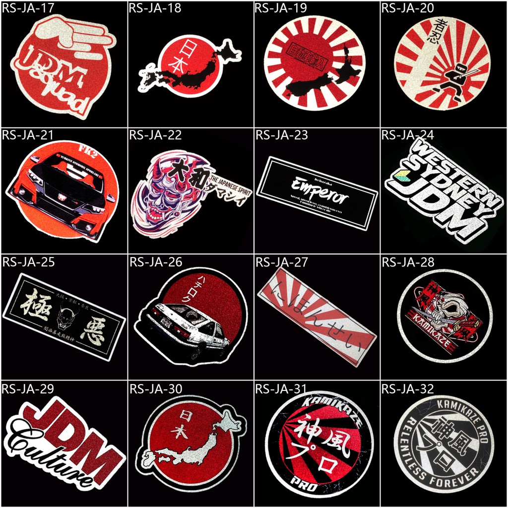 1PCS JDM New 2021 Reflective Car Decals Motorcycle Stickers Helmet Decoration