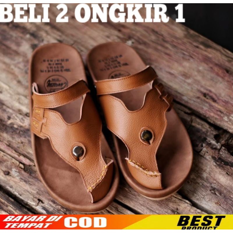 SANDAL KULIT PRIA CEBANY LUCKY BLACK BROWN TAN KULIT SAPI ASLI ORIGINAL HANMADE