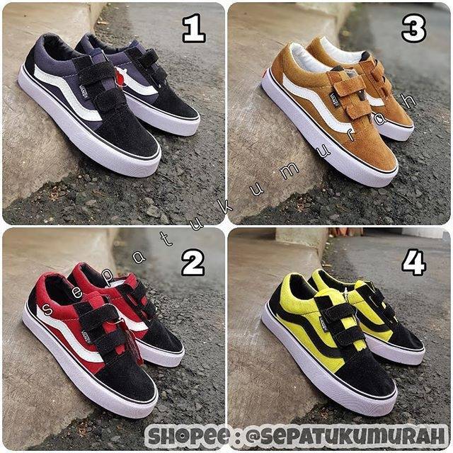 SEPATU ANAK VANS OLDSKOOL KIDS MAROON NAVY COKLAT KUNING HITAM FASHION SNEAKRS KIDS
