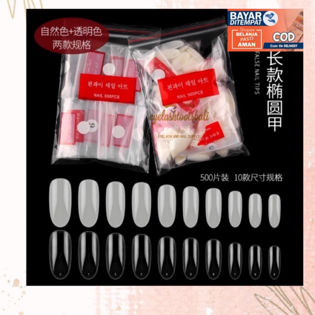 KUKU PALSU NAIL TIP TANGAN BENTUK OVAL PANJANG NAIL ART