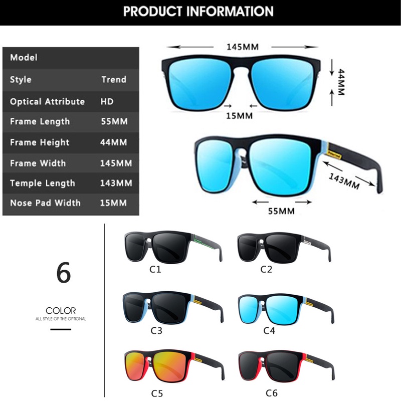 Polarized Sports Sunglasses Men Women Driving Square Frame Eyewear Male Goggle UV400