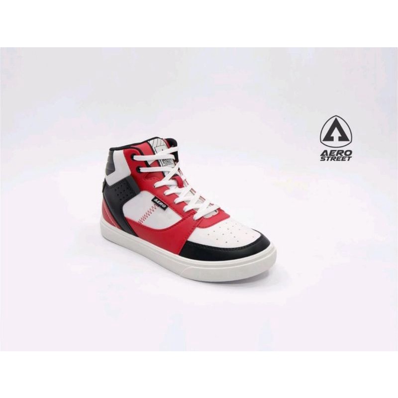 Sepatu Aerostreet Hoops Merah Putih Hitam