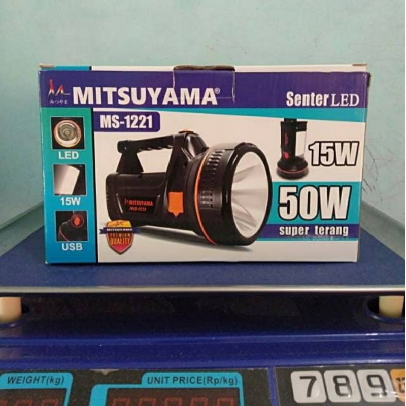 Senter LED 50Watt + Emergency 15Watt Mitsuyama MS - 1221 / Senter Tangan LED 50W