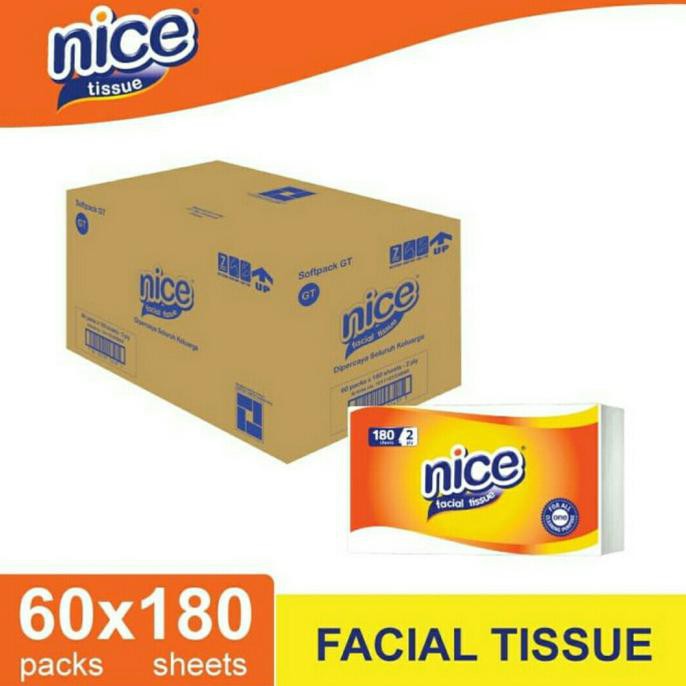 tisu wajah - Tissue Nice 180Sheet 2Ply 180 Lembar 1 KARTON (60pcs)