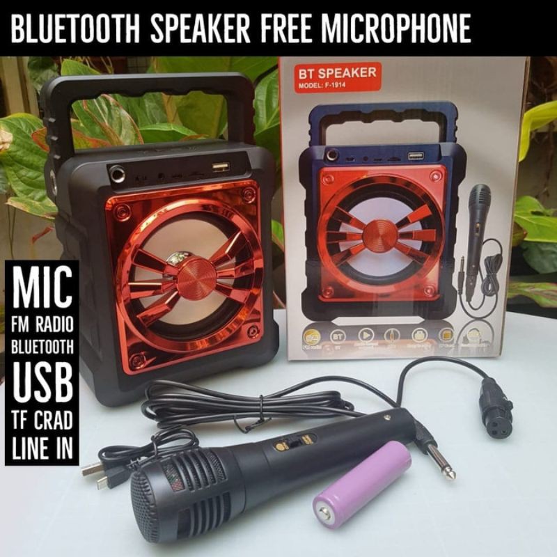 SPEAKER KARAOKE BLUETOOTH FLECO F-1914 BONUS MIC SPEAKER BLUETOOTH