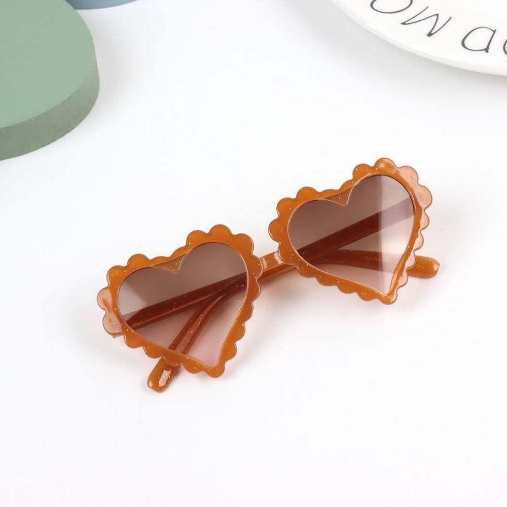 Mxbeauty Kacamata Hitam Anak-Anak Lucu Luar Ruangan Kacamata Matahari Anti-UV Pelindung Mata Peach Hati Heart Shaped Children Sunglasses