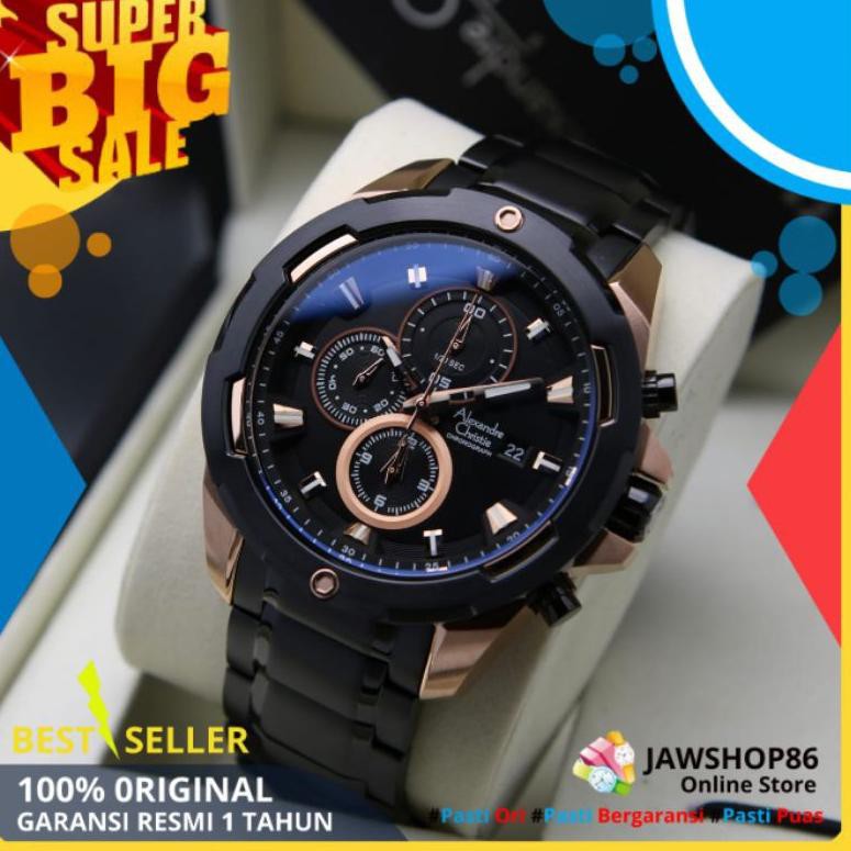 ALEXANDER CHRISTIE PRIA ORIGINAL AC 6305 TERBARU TALI RANTAI ORI MURAH COWOK ANALOG KEREN SPORTY (AR