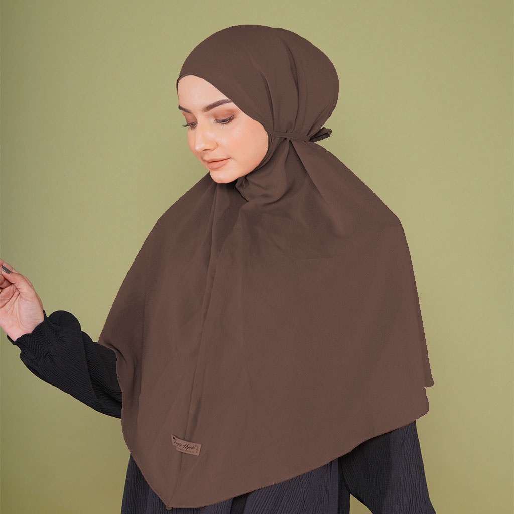 Bugis Hijab - Bergo Maryam Polos - Ukuran XL - Bergo Instan (Katalog A)-DARK BROWN