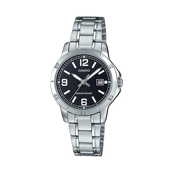 Casio Original LTP-V004D-1B 1B2 / LTP V004D 2B 7B Jam Tangan Wanita Rantai Stainless Silver