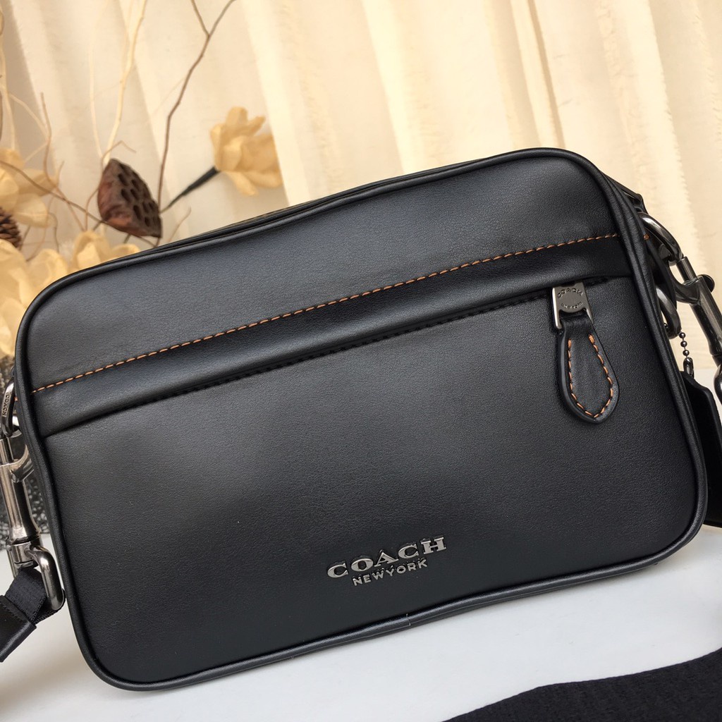 TAS BAG MEN PRIA SELEMPANG GRAHAM LEATHER CROSSBODY BLACK PLAIN 39946