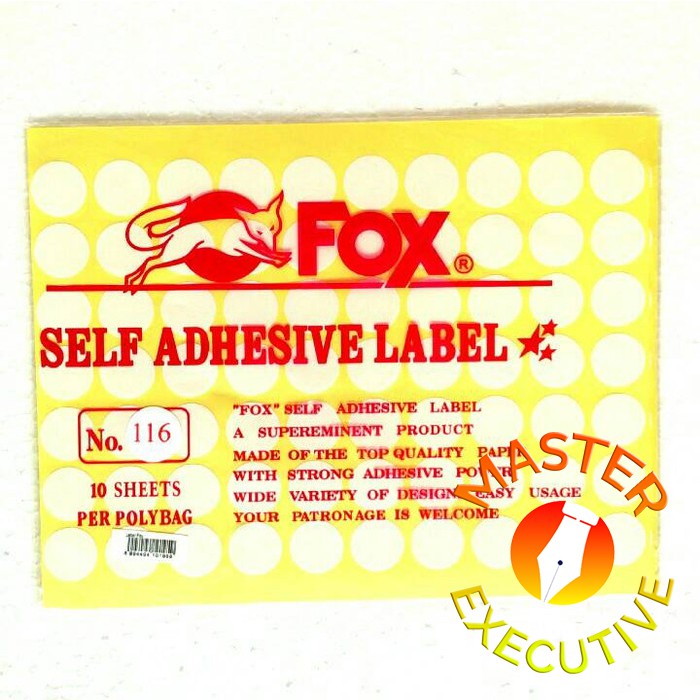 [Pak - 10 lembar] Fox Label Stiker 116 / Undangan / Nama / Self Adhesive Sticker