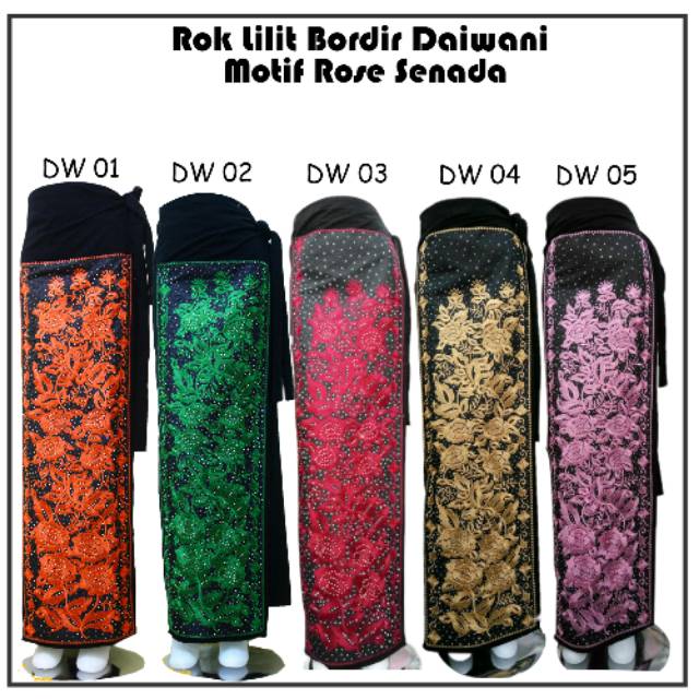 Pakaian Wanita Bordir Rok Lilit motif Rose Senada Terbaru