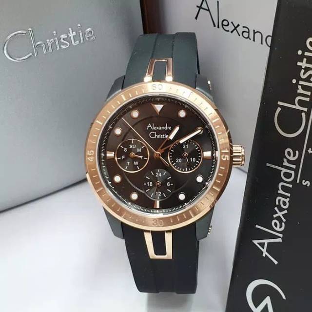 JAM TANGAN CEWEK / WANITA ALEXANDRE CHRISTIE AC 2772 ROSEGOLD BLACK