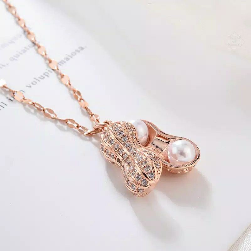 FF Peanut Shape Necklace Korea Necklace Accessories Durable Women Titanium Jewelry Anti-rust Woman