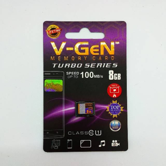 Micro SD V-GeN Top memory card 8GB class 10 Turbo series-original