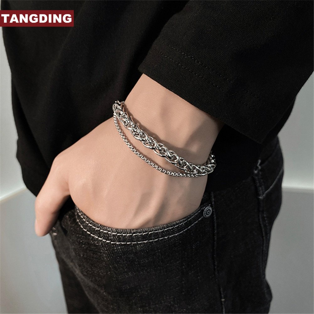 【COD Tangding】Perhiasan Rantai Tebal Bahan Stainless Steel Gaya Hip Hop Korea Untuk Pria