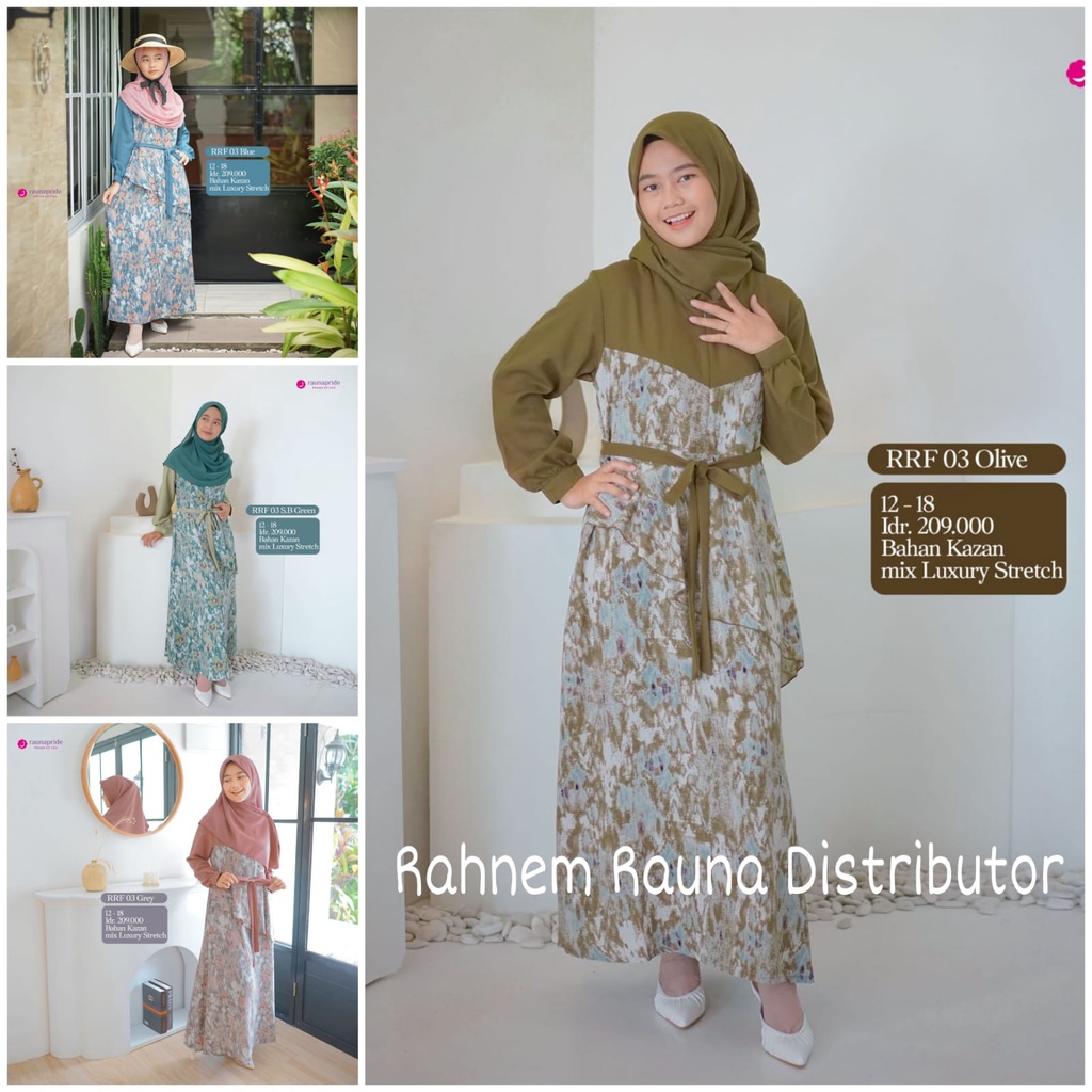 gamis remaja rauna rrf 03 baju remaja / gamis tanggung / dress wanita tanggung / baju anak / gamis a