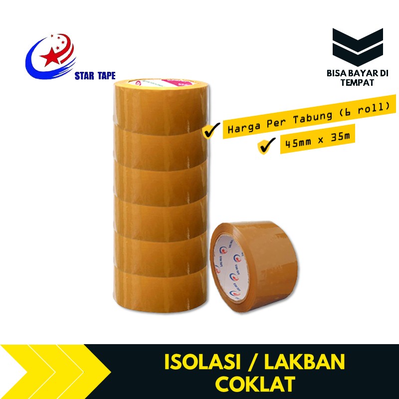 

Lakban Coklat Per Tabung 6 Roll STAR TAPE TBMS244