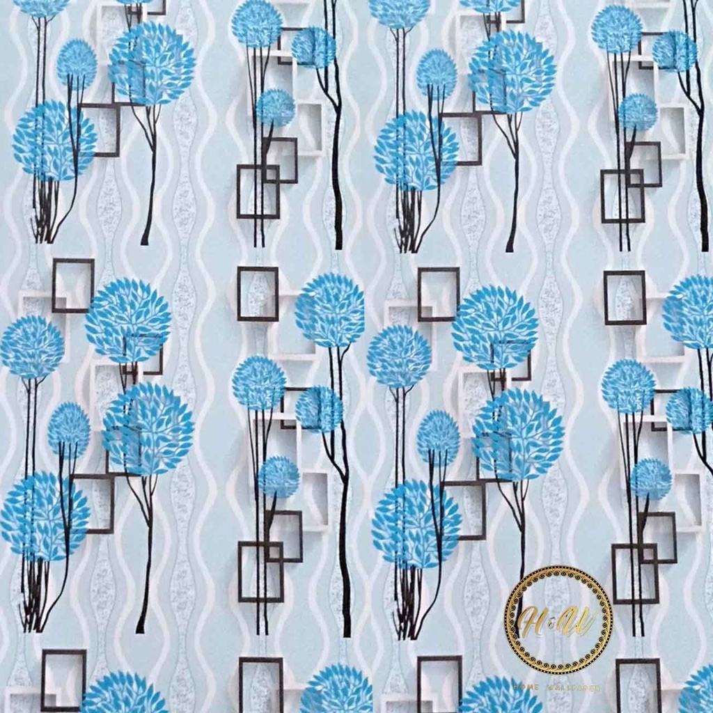 Wallpaper Dinding 10 Meter x 45cm / Bahan PVC Anti Air / Motif Dendolion New Biru