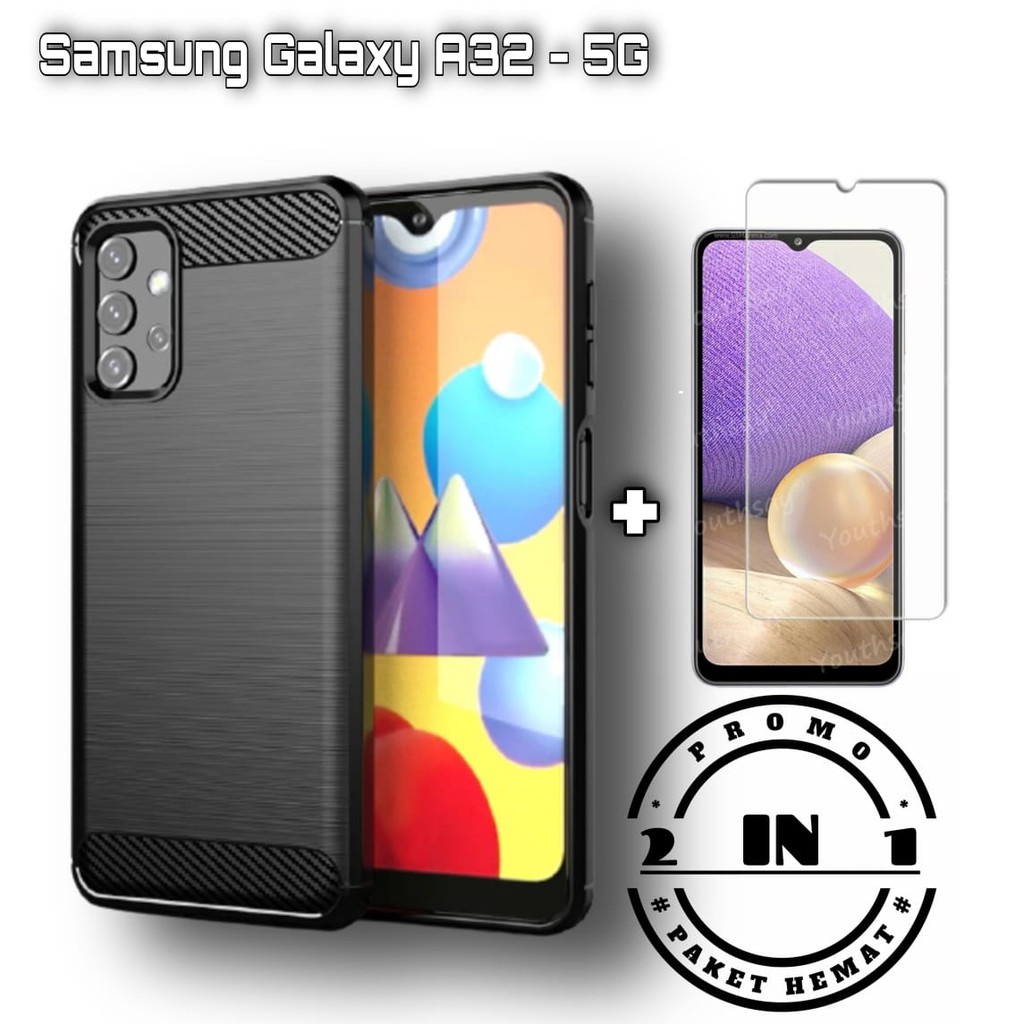 PROMO Case Samsung A32 4G Soft Casing &amp; Covers Carbon IPAKY Free Tempered Glass Clear
