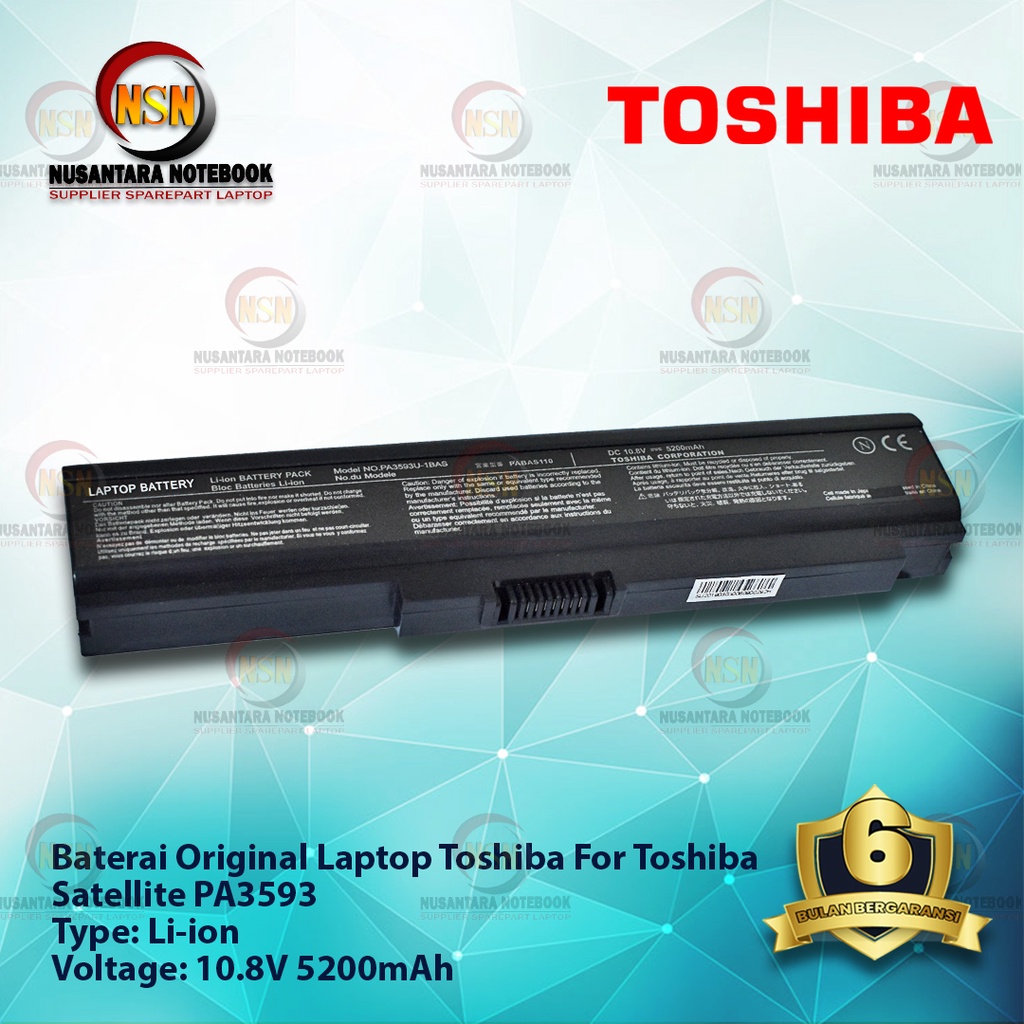 Baterai Laptop Toshiba Satellite PA3593 Original