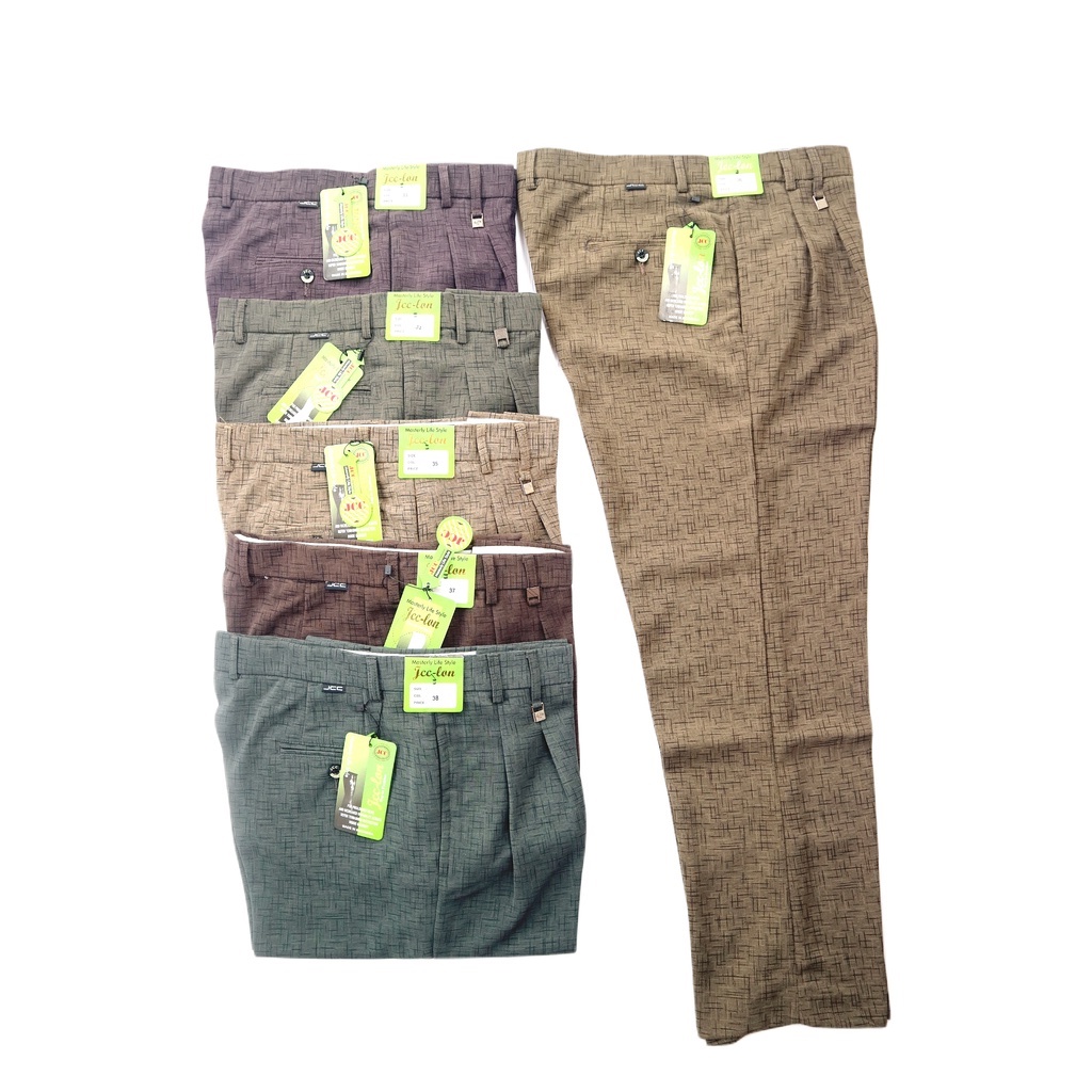 JCC- Celana panjang bahan Bermotif Lon Standar Premium Quality Celana Dasar/Celana Bahan/Celana Kerj