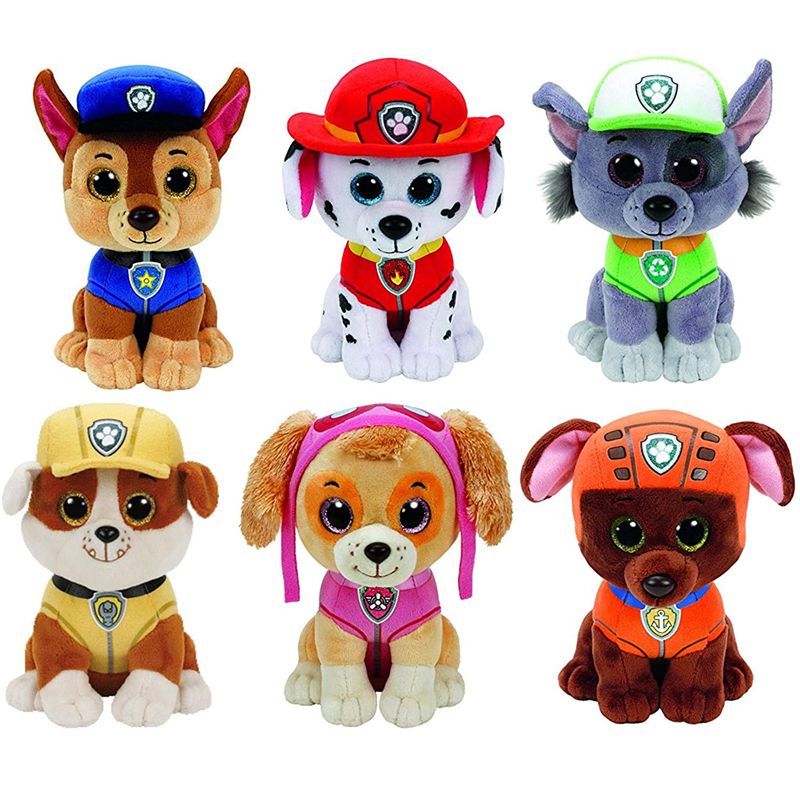 15cm Mainan Paw Patrol Dog Plush Toy Figure Stuffed Animals Doll Marshall Rubble Chase Rocky Boneka