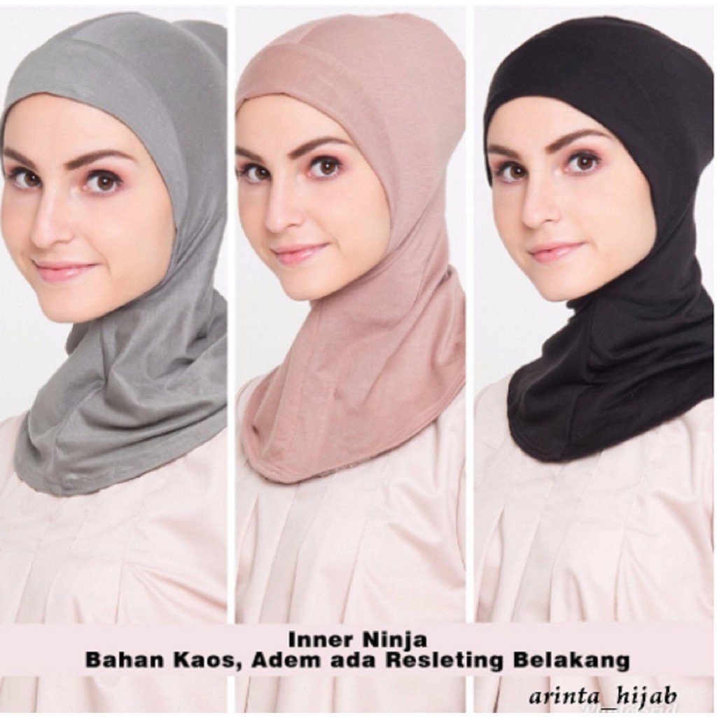 1 kg isi 19 Ciput Ninja Antem Zipper/ Bahan Kaos PE Nyaman / Inner Dalaman Jilbab Kerudung Resleting