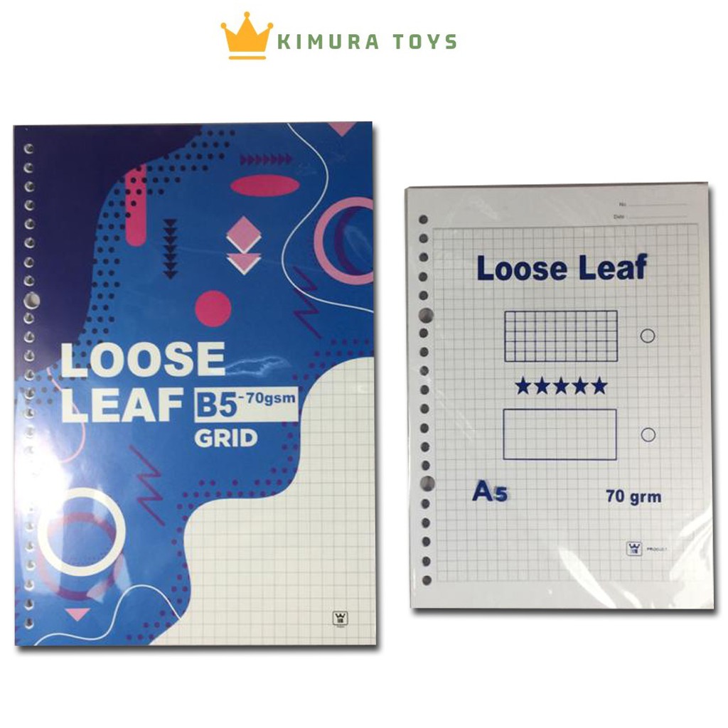 Loose Leaf  B5 Dan A5 Kotak-Kotak Kecil (1 set) Isi Binder