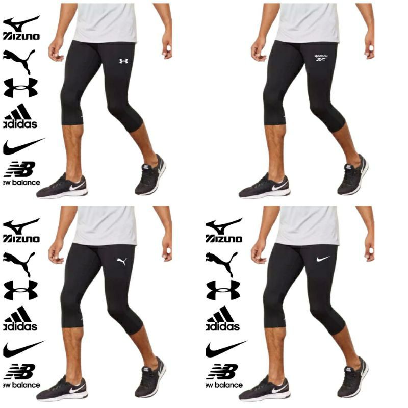 Leging 3/4 Bawah Lutut ALL Size M L XL XXL Slim - Jumbo Celana Legging Lejing Pendek Pria Wanita Sap