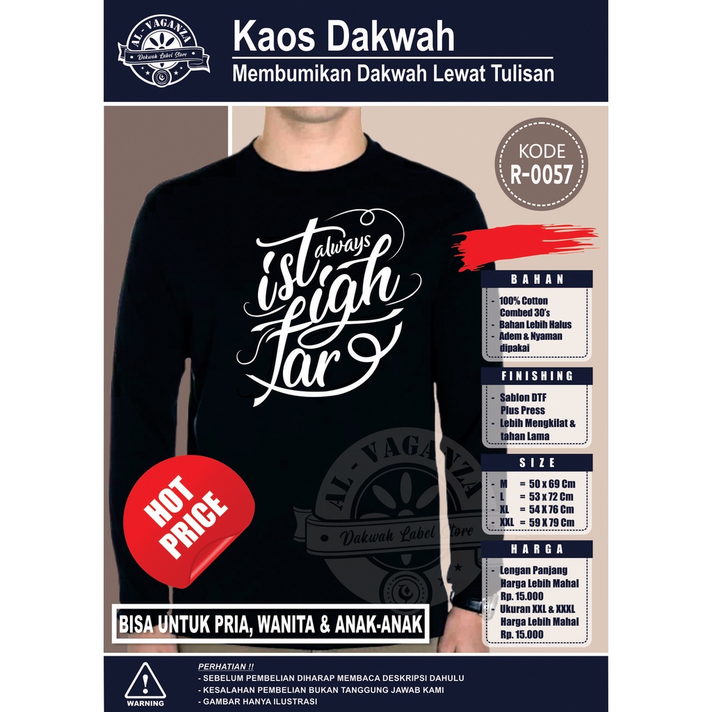 Kaos Dakwah Islami ISTIGHFAR  Baju Santri Muslim