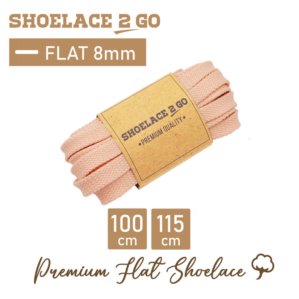 SHOELACE 2 GO PREMIUM TALI SEPATU GEPENG PIPIH FLAT I2 - LIGHT ORANGE - 100CM 115CM