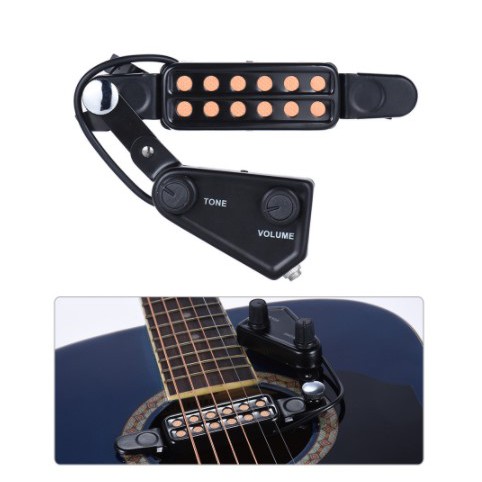 [GITAR] - taffSTUDIO Pickup Gitar Akustik 12 Hole dengan Tone Volume Control - P-011 - Black