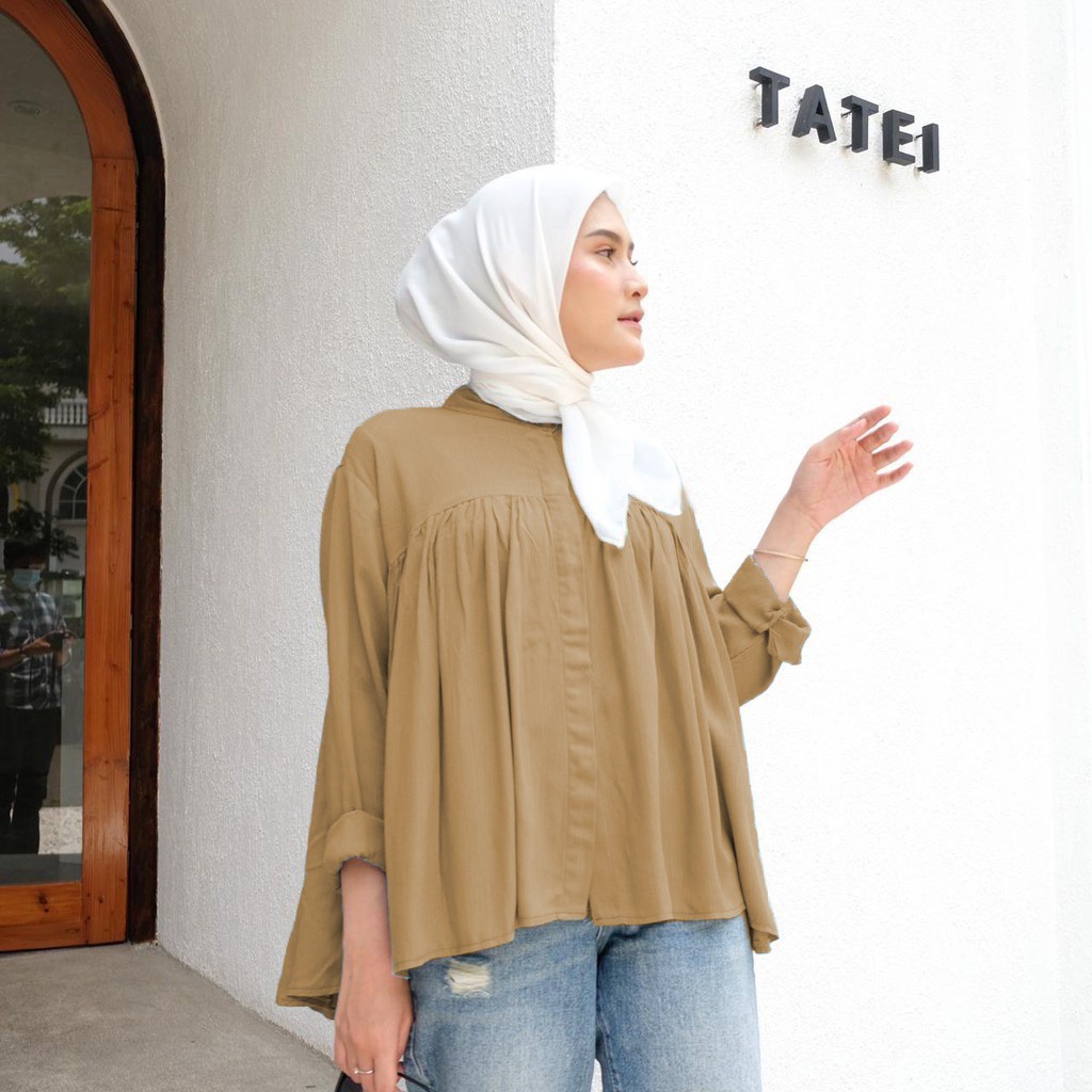 BLOUSE CRINCLE - Blouse Polos Dada Rempel - Blouse Polos Lengan Panjang