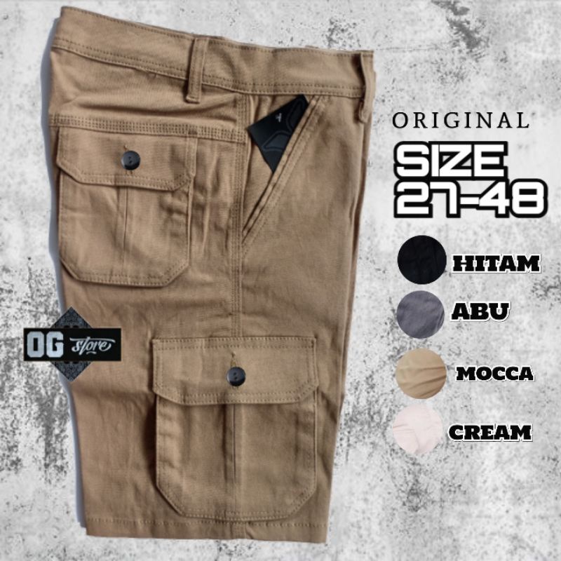 PROMO BAYAR DITEMPAT Celana Pendek Cargo Pria Gunung Casual Bahan Melar Big Size 27-33