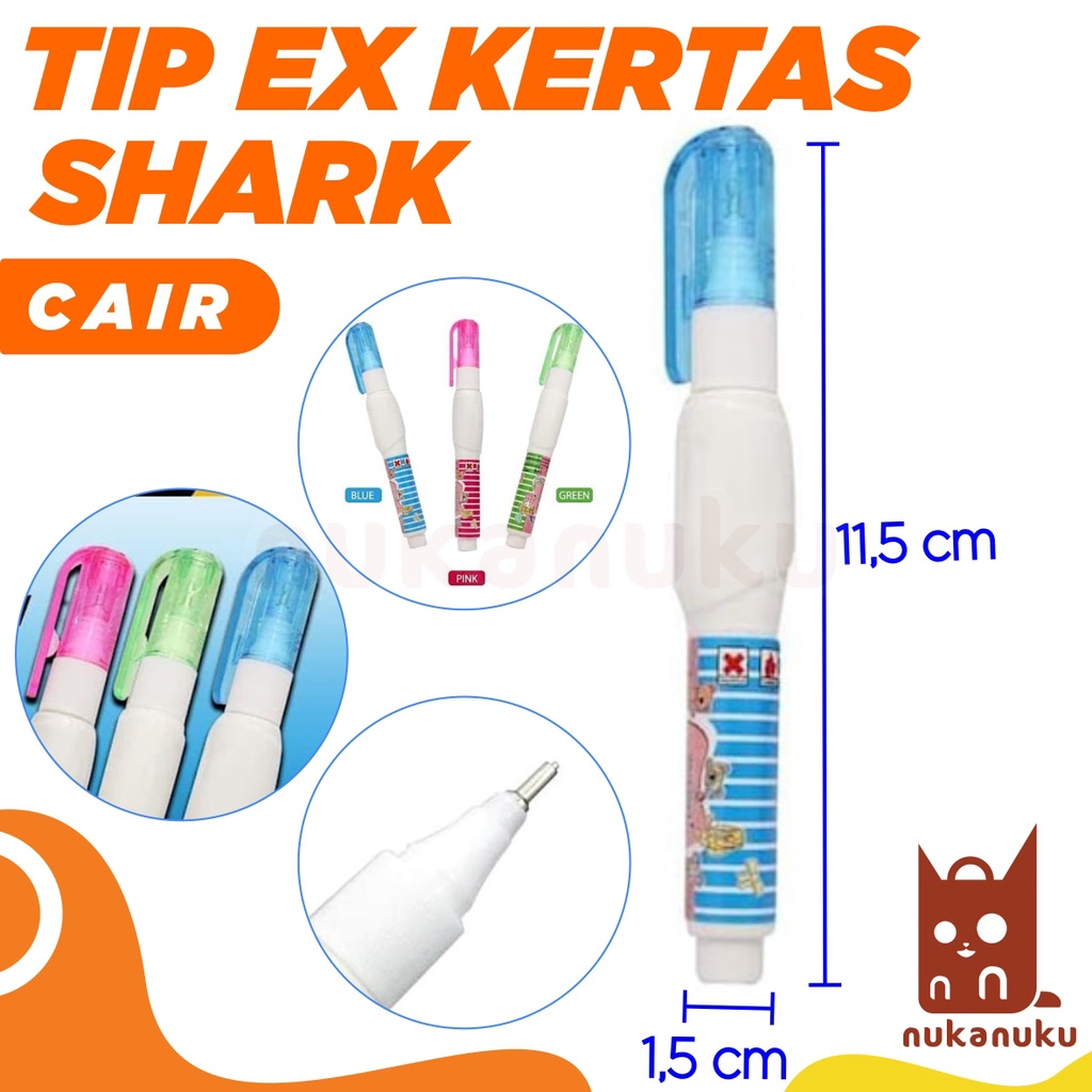 

NUKANUKU - Tip Ex Kertas / Tip Ex Cair Shark / Tip Ex Kertas Lucu / Tip X Kertas