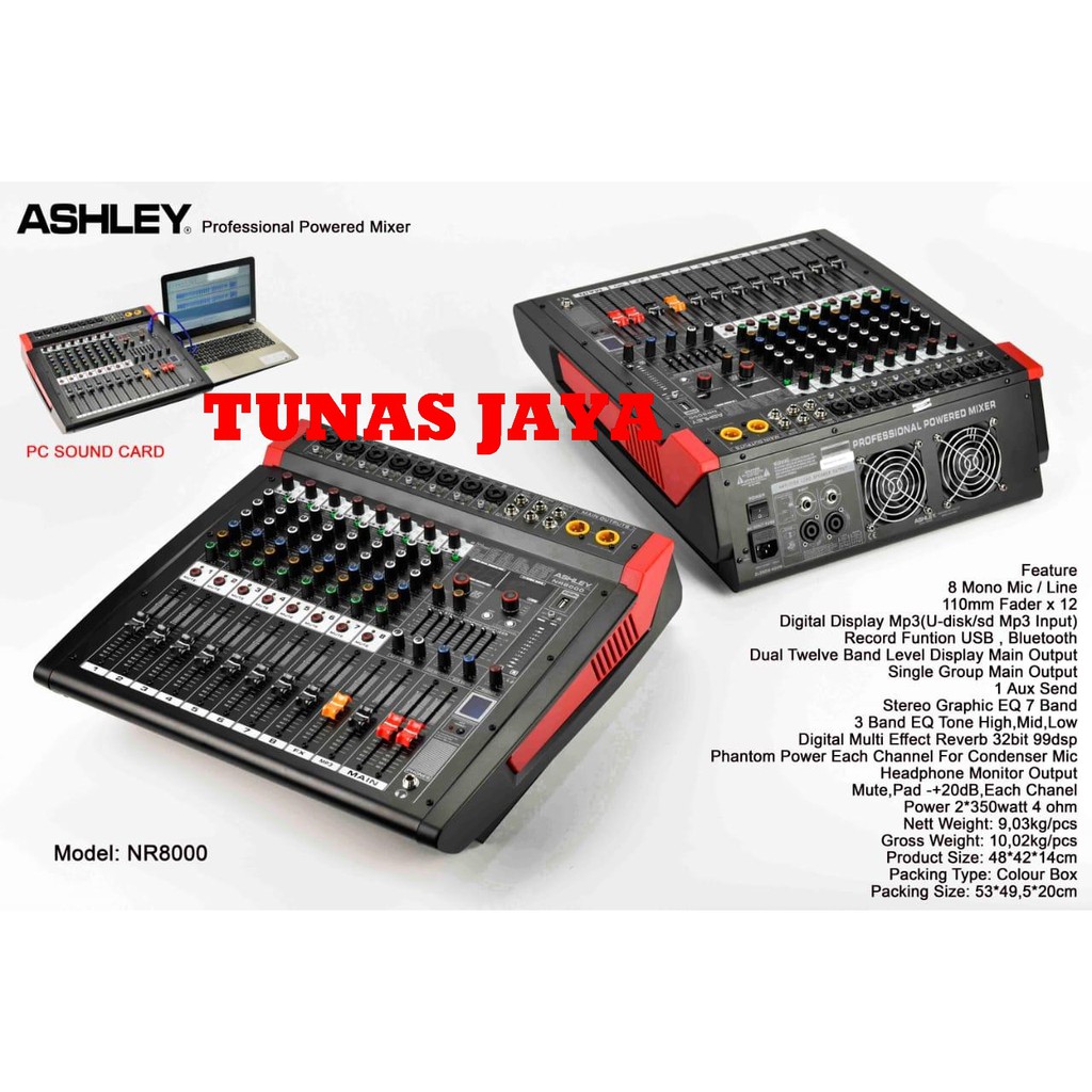 Power Mixer Audio ASHLEY NR8000/NR 8000 8 Channel ORIGINAL