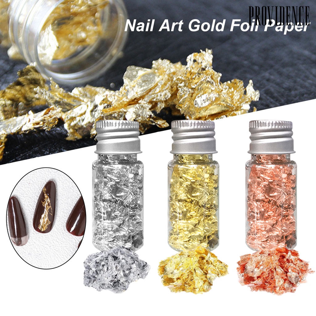 Providence 3Bottles Manicure Foil Decal Anti-fade Multifunctional Nice-looking Nail Art Gold Color Foil Paper for Women